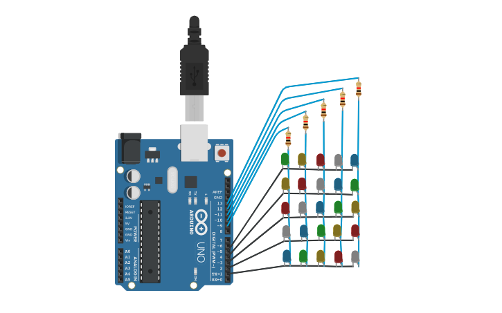 Circuit design Arduino LED Matrix Project - Tinkercad