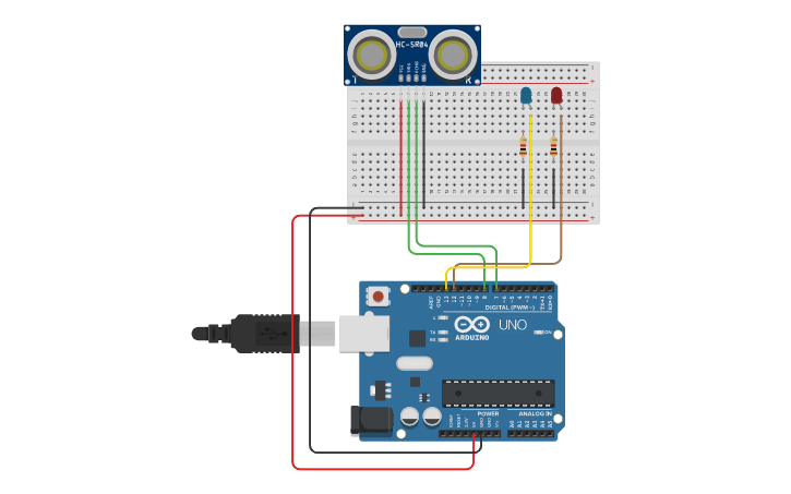 Circuit design sensore con led - Tinkercad