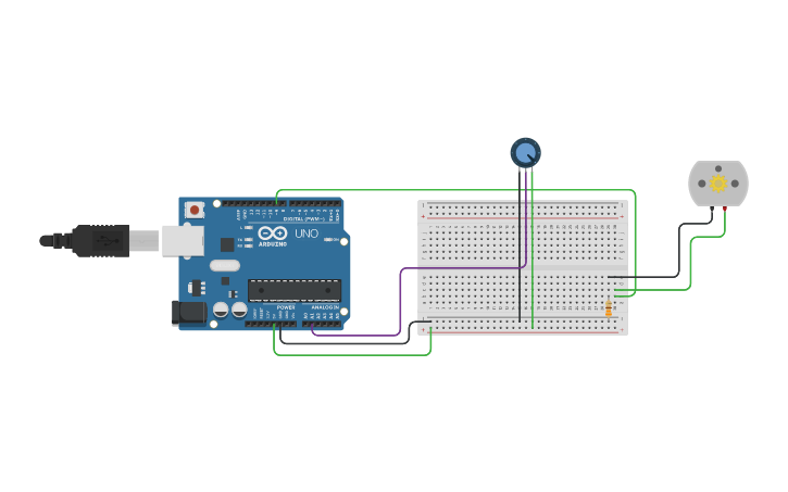 Circuit design dc motor rpm - Tinkercad