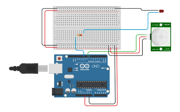 Circuit design Light activation using motion sensor - Tinkercad