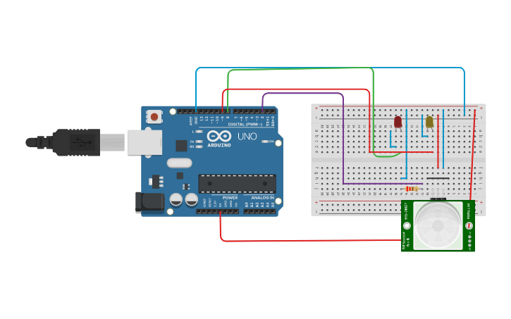 Circuit design arduino con sensore pir - Tinkercad