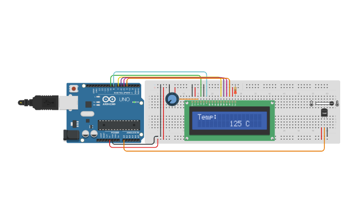 Circuit design LCD/Potenciometro - Tinkercad