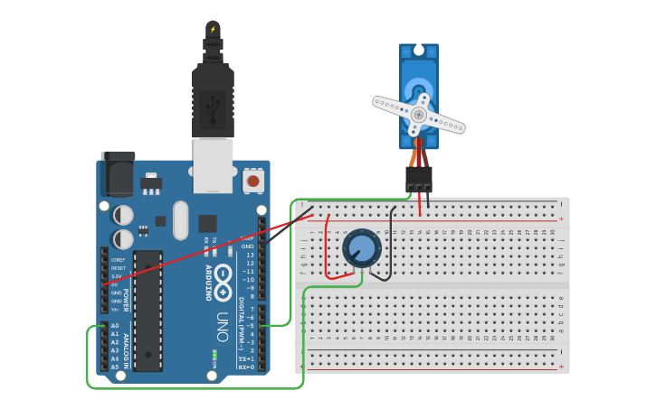 Circuit design Atividade Servo Motor - Tinkercad