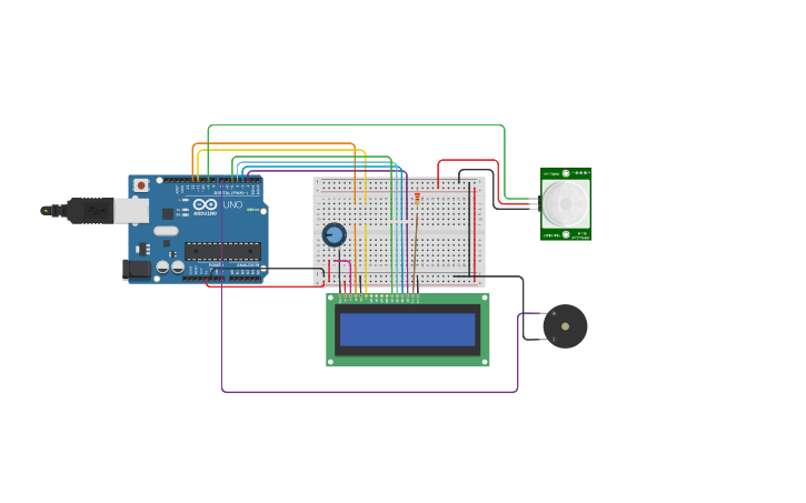 Circuit design Motion detection using PIR sensor | Tinkercad