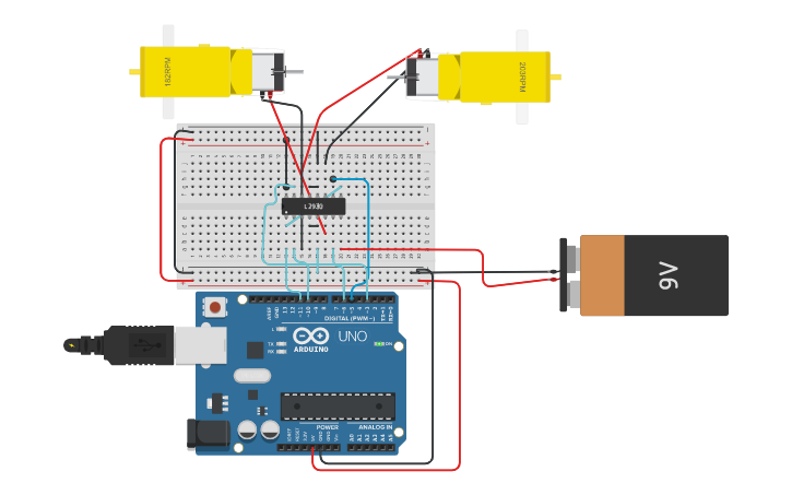 Circuit design Motores | Tinkercad