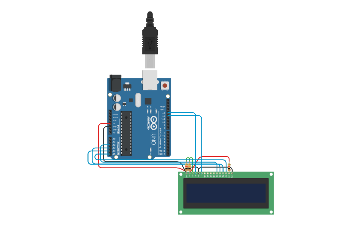 Circuit design LCD 16 X 2 - Tinkercad