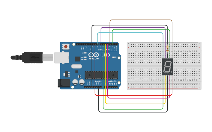 Circuit design ARDUINO SEVEN SEGMENT DISPLAY - Tinkercad