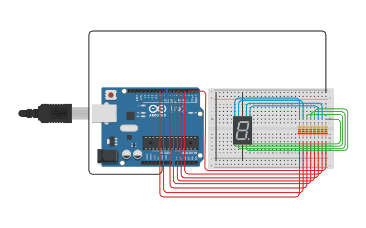 Circuit design 7 Segmente display - Tinkercad