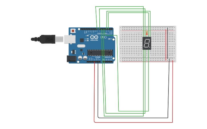 Circuit design 7 segment display | Tinkercad