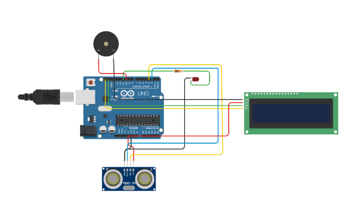 Circuit design Program 7: Ultrasonic Distance Sensor - Tinkercad
