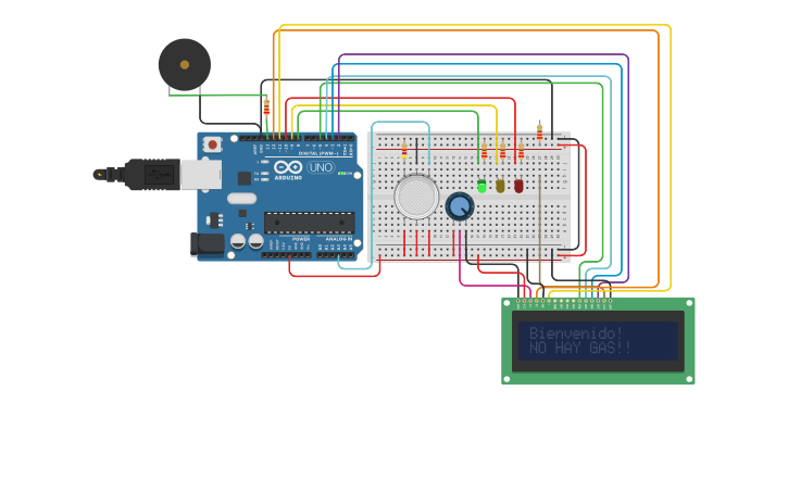 Circuit design Gas Sensor - Tinkercad