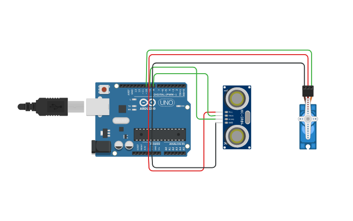Arduino Smart Bin Code Example Circuit design Smart BIN - Tinkercad