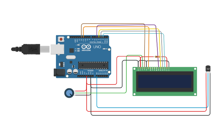 Circuit design Sensor LCD de temperatura - Tinkercad