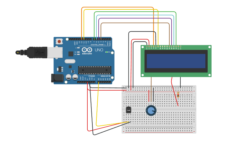 Circuit design Display LCD - 16x2 - Tinkercad