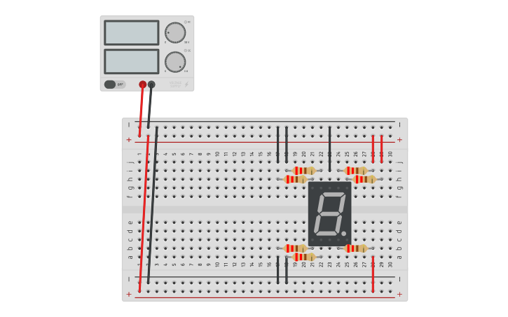 Circuit design 7段顯示器顯示[c] - Tinkercad