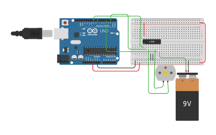 Circuit design 直流单机正反转 - Tinkercad