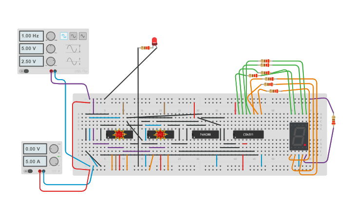 Circuit design Copy of 7-segment with clock - Tinkercad