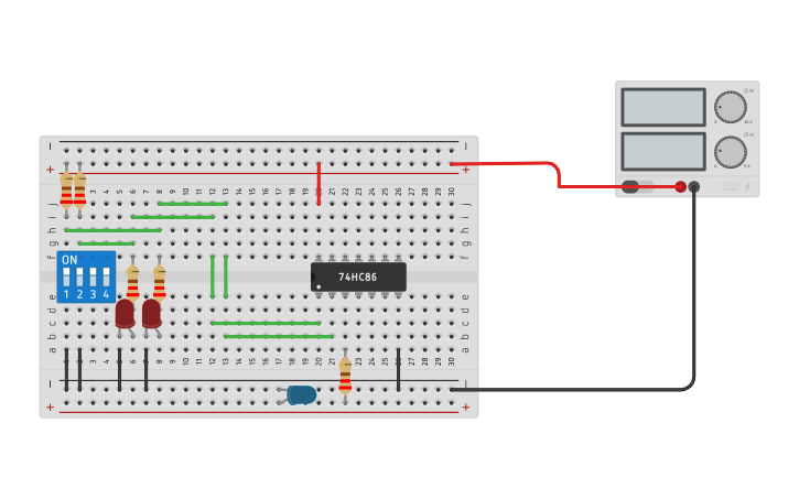 Circuit design Circuito 7486 XOR - Tinkercad
