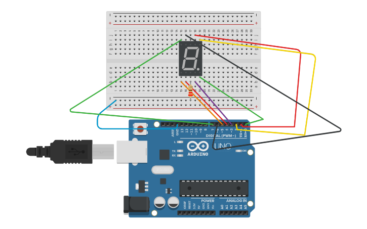 Circuit design 7 segments display | Tinkercad