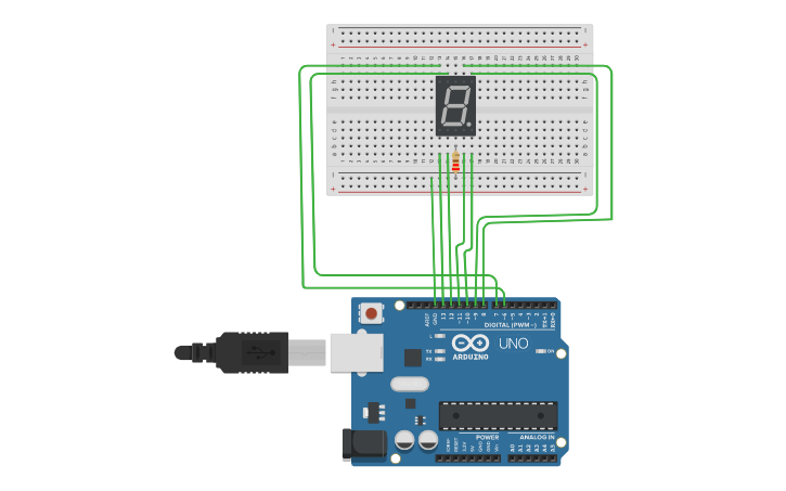 Circuit design 7 segment | Tinkercad