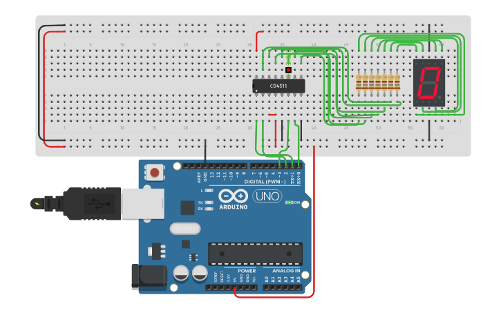 Circuit design Contador ascendente de 0-9 - Tinkercad