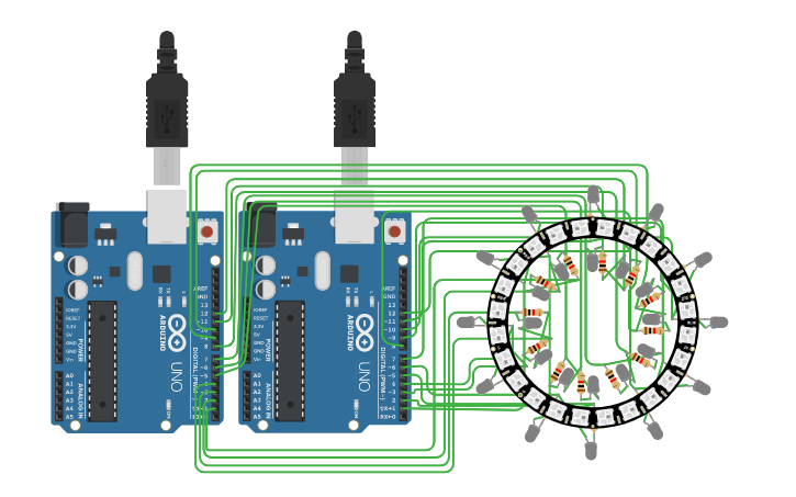 Circuit design analog clock with LED - Tinkercad