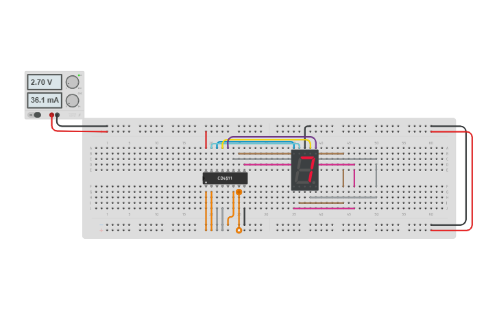 Circuit design 7-segment - Tinkercad