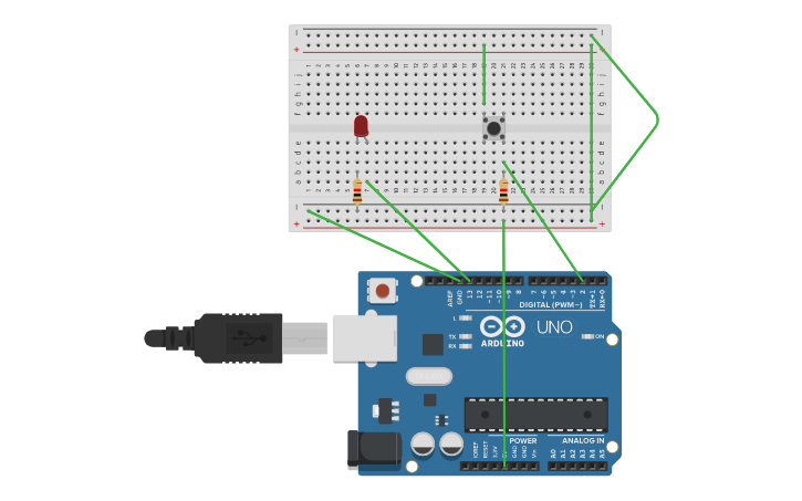 Circuit design Push Button - Tinkercad
