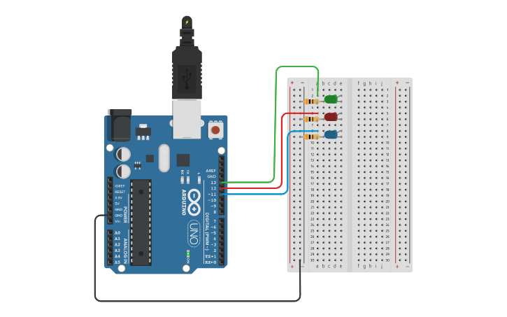 Circuit design Sequence 3 LEDs - Alfonso Buenviaje | Tinkercad