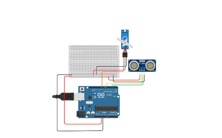 Circuit design ULTRASONIC SENSOR - Tinkercad