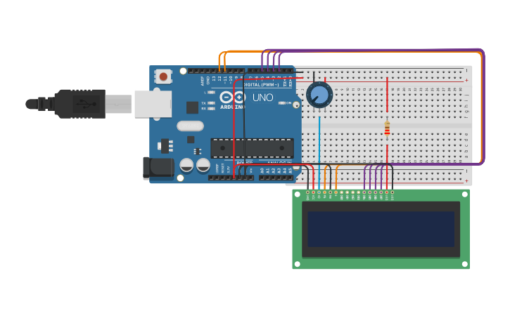 Circuit design LCD+ DANIELLE CRISTINA DA SILVA | Tinkercad