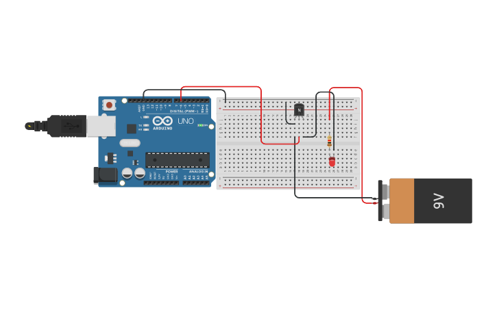 Circuit design transistor com LED !! | Tinkercad