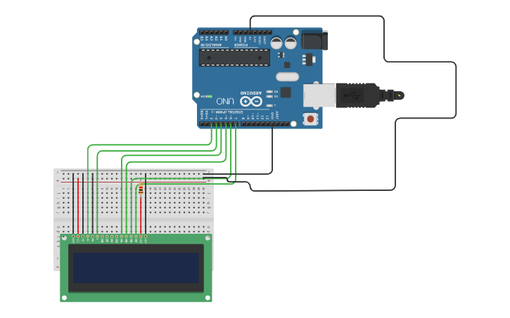 Circuit design LCD arduino - Tinkercad