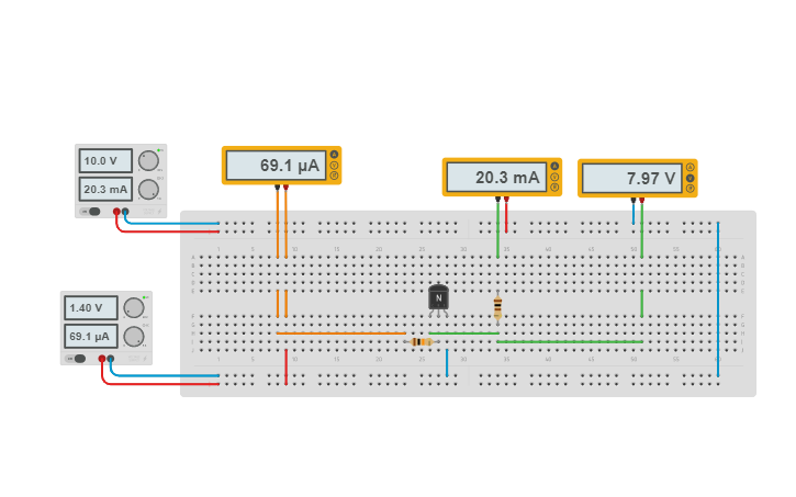 Circuit design BJT V-I Characteristics - Tinkercad