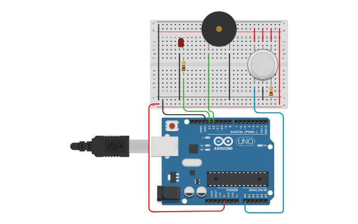 Circuit design Gas Sensor | Tinkercad