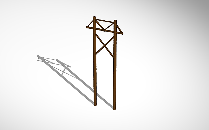 3D design Wooden Transmission Pole 1:64 scale - Tinkercad