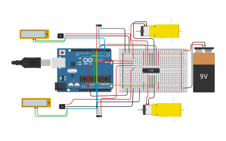 Circuit design Line Follower Robot - Tinkercad