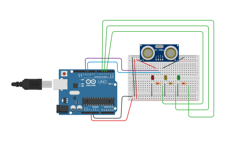 Circuit design SENSOR ULTRASONICO | Tinkercad