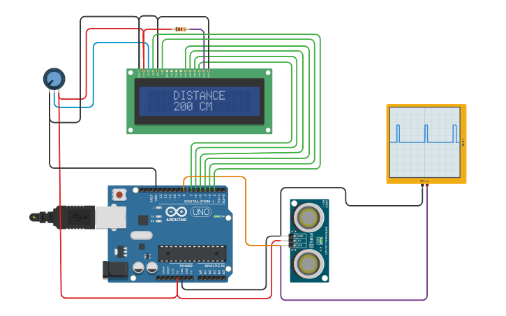 Circuit design Ultrasound-distance-meter | Tinkercad