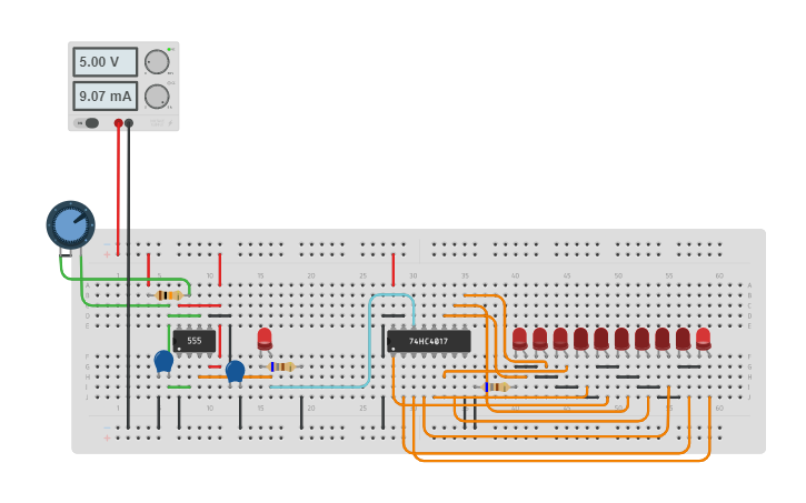 Circuit design LED Chaser Circuit - Tinkercad
