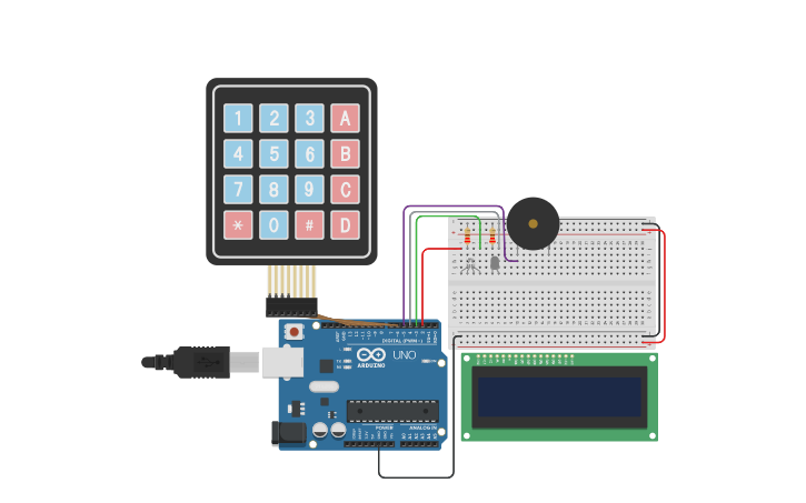Circuit design Keypad + LCD (con I2C) - Tinkercad