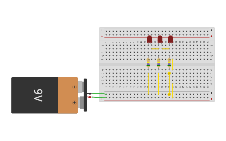 Circuit design Multiple LED and Resistors in Parallel Circuit - Tinkercad