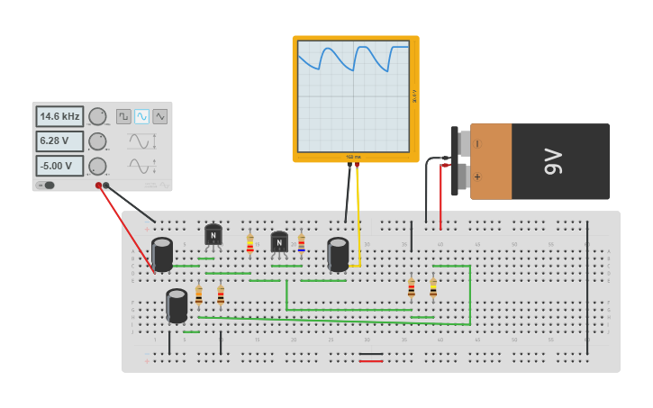 Circuit design Trasistor Audio Amplifier - Tinkercad