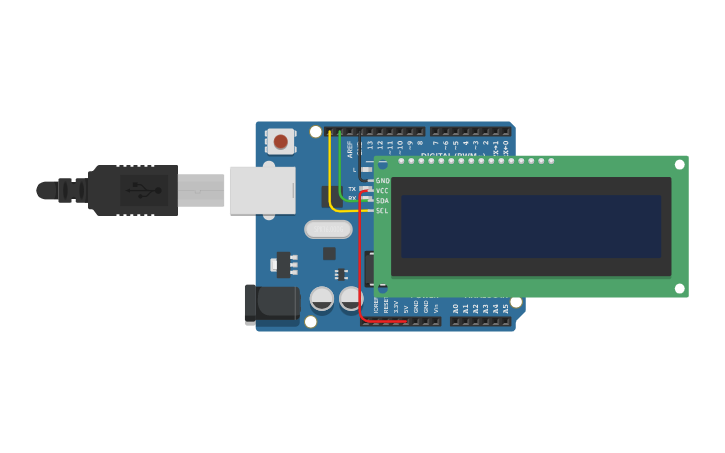 Circuit design 12C LCD - Tinkercad