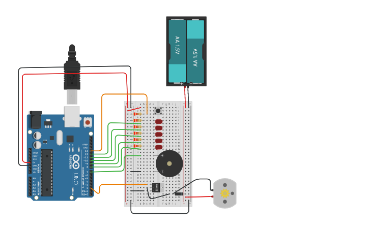 Circuit design LED and Speaker Countdown - Tinkercad