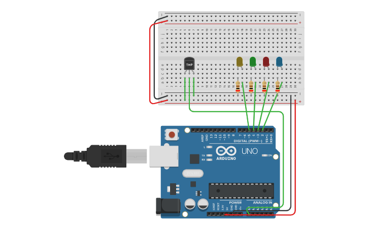 Circuit design Temperature Sensor With Arduino - Tinkercad