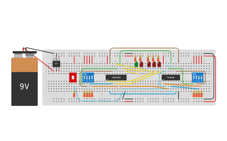 4 bit adder subtractor tinkercad