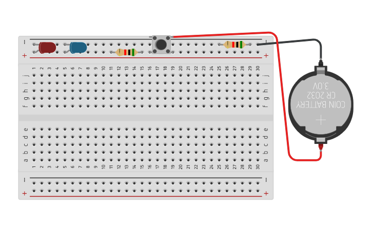 Led Conenction Protoboard Circuit design LED NA PROTOBOARD | Tinkercad