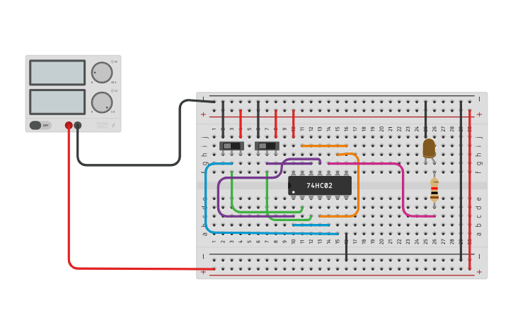 Circuit design XNOR using NOR - Tinkercad