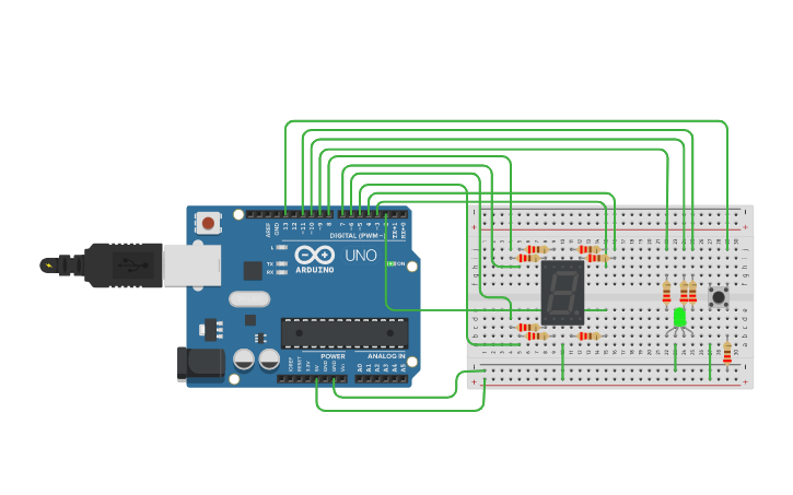 Circuit design SEVEN SEGMENT DISPLAY USING ARDUINO - Tinkercad